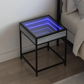 Sonata H Нощна масичка с Infinity LED, сив сонома, 40x40x51 см