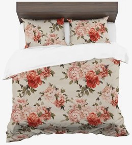 Спално бельо от синтетичен памук с божури – кремаво 2 части: 1 бр. 140x200 + 1 бр. 70x80