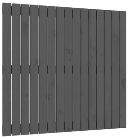 824885 vidaXL Стенна табла за спалня, сива, 95,5x3x90 см, борово дърво масив