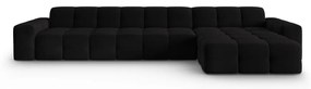 Ъглов диван от черно кадифе (десен ъгъл) Kendal - Micadoni Home