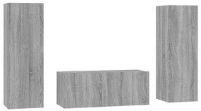 3120234 vidaXL Комплект ТВ шкафове от 3 части, сив сонома, инженерно дърво