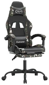 3143889 vidaXL Гейминг стол с опора за крака черно и камуфлаж изкуствена кожа