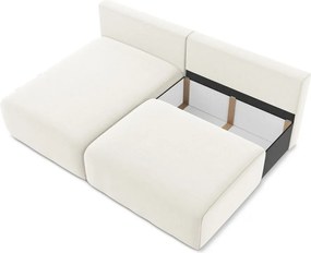 Кремав кадифен сгъваем/с място за съхранение ъглов диван (ляв ъгъл) Kalena – Makamii