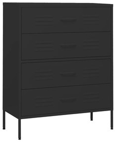 336205 vidaXL Шкаф с чекмеджета, черен, 80х35х101,5 см, стомана