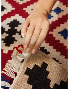 Червена двустранна ръчно изработена вълнена пътека 60x190 cm Kamal Rami – Nouristan