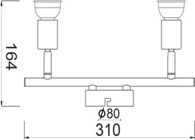 Релса - Точкова светлина Lance осветително тяло с две светлини-Черен