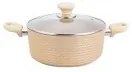 Тенджера 28см с керамично мраморно покритие крем ЕКО-(HX-C7PC28C / CREAM)