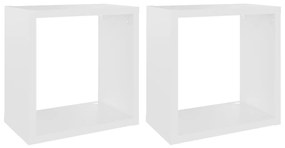 807025 vidaXL Стенни кубични рафтове, 2 бр, бели, 26x15x26 см