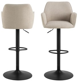 Бежов бар стол с регулируема височина/с подлакътници (височина на седалката 85 cm) Glenda – Actona