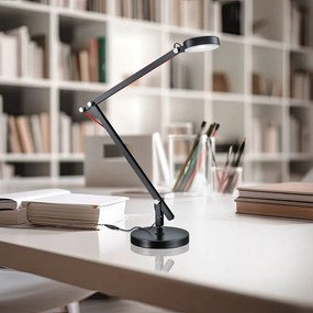 Черна LED настолна лампа с огъваща се структура (височина 90 cm) Amsterdam – Trio