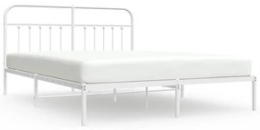 352631 vidaXL Метална рамка за легло с горна табла, бяла, 180x200 см
