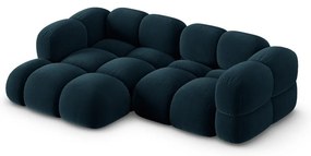 Тъмносин кадифен ъглов диван (ляв ъгъл) Loretto – Cosmopolitan Design