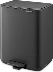 Кош за боклук Brabantia Bo Pedal 1010133, 12 л, Леко затваряне, Противоплъзгаща основа, Минерално покритие, Тъмносив