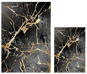 Черни/златни килими за баня в комплект 2 бр. 60x100 cm Cracks – Mila Home