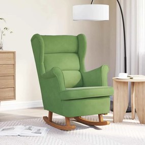 329366 vidaXL Люлеещ се стол с облегалка, светлозелен кадифе и масивно дърво