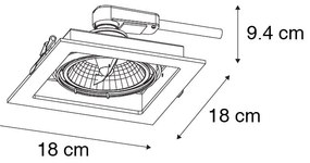 Комплект от 6 Модерен вграден прожектор черен 18 см регулируем - Artemis 111