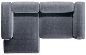 Сиво-син ъглов диван от рипсено кадифе (ляв ъгъл) Bergano – Cosmopolitan Design