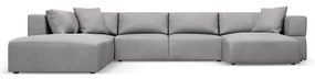 Светлосив ъглов U-образен диван, ляв ъгъл Esther – Milo Casa