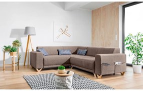 Кафяв разтегателен/с място за съхранение ъглов диван (ляв ъгъл/L форма) Classy Sophie – Miuform