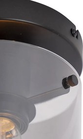 Интелигентна таванна лампа черна с димно стъкло, включваща Wifi ST64 - Dome