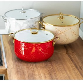 Тенджера Goldmann GM 8017-20B, 4L, 20х13 см, Емайлирана, Индукция, Златист/Мрамор