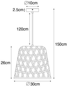 Ориенталски висящ аплик черен с бамбук - Rayan