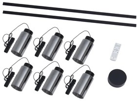 Модерна релсова система за осветление с 6 черни висящи лампи 1-фазов - Magnetic Vance