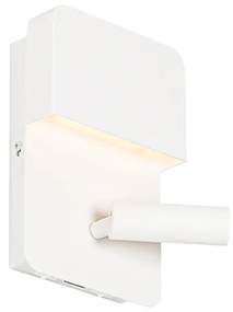 Стенна лампа бяла с LED с USB и лампа за четене с превключвател - Robin