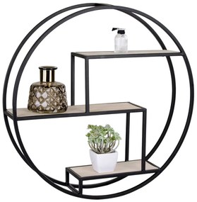 Черен/естествен на няколко нива стенен рафт от масивна Пауловния 62 cm Rotterdam – House Nordic