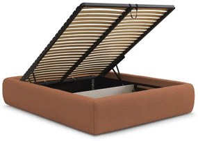 Оранжево двойно легло 180x200 cm тапицирано с място за съхранение/без табла с включена подматрачна рамка Inera – Bobochic Paris