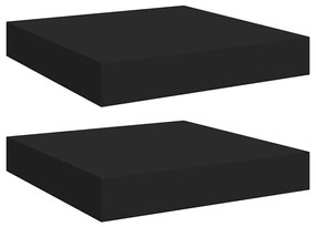323824 vidaXL Окачени стенни рафтове, 2 бр, черни, 23x23,5x3,8 см, МДФ