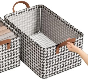 Кошница за съхранение CADDY 2514, 47x28x20 см, Сгъваема, Черен/бял