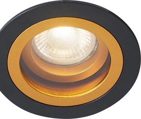 Комплект от 6 модерни вградени спота черни със злато, въртящи се и накланящи се IP44 - Chuck