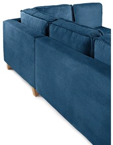 Син сгъваем ъглов диван от рипсено кадифе (десен ъгъл) Tori – Bonami Selection