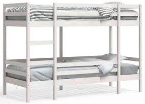 3284219 vidaXL Двуетажно легло, бяло, 90x200 см, борово дърво масив