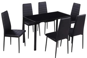 242987 vidaXL Трапезен комплект, 7 части, черен