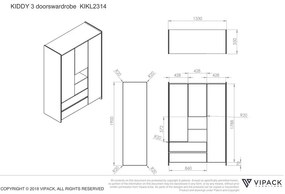 Бял детски гардероб , 137,8 x 190 cm Kiddy - Vipack