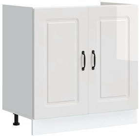853449 vidaXL Шкаф за мивка, Kalmar, бял гланц, 80x46x81,5см, инженерно дърво