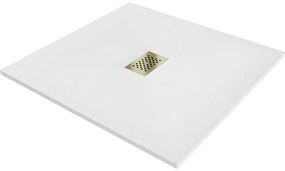 Mexen Hugo квадратен душ 100 x 100 см, бял, златна покривка - 42101010-G