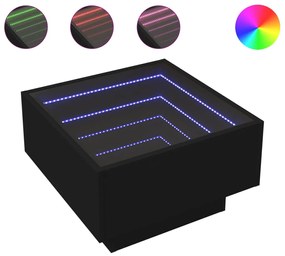 847505 vidaXL Маса за кафе с LED, черна, 50x50x30 см, инженерно дърво