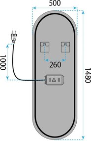 Огледало LED 150x50cm MOL-OV