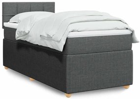 3287340 vidaXL Боксспринг легло с матрак, тъмносиво, 90x200 см, плат