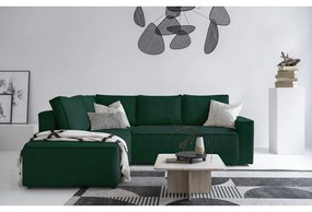 Тъмнозелен разтегателен ъглов диван от рипсено кадифе (ляв ъгъл) Brave Dave – Miuform