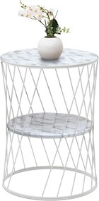 Метален - Mdf странична маса Jaspin в бял - бял мраморен ефект 32x32x44см.