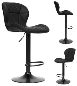 Регулируем на височина въртящ се бар стол с облегалка Черен