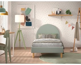 Зелено тапицирано единично легло с решетка 90x200 cm MOON - Vipack