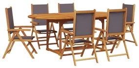 3281725 vidaXL Градински трапезен комплект, 7 части, антрацит, плат и масив