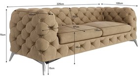 Светлокафяв кадифен диван 225 cm Chelsea – Ropez