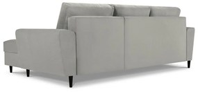 Светлосив разтегателен ъглов диван с място за съхранение от рипсено кадифе (десен ъгъл) Kyoto – Cosmopolitan Design