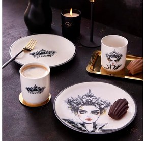 Комплект за хранене 4 части, черно/бяло, порцелан